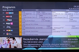 Elektronischer Programmführer von NexTV auf dem Fernsehbildschirm